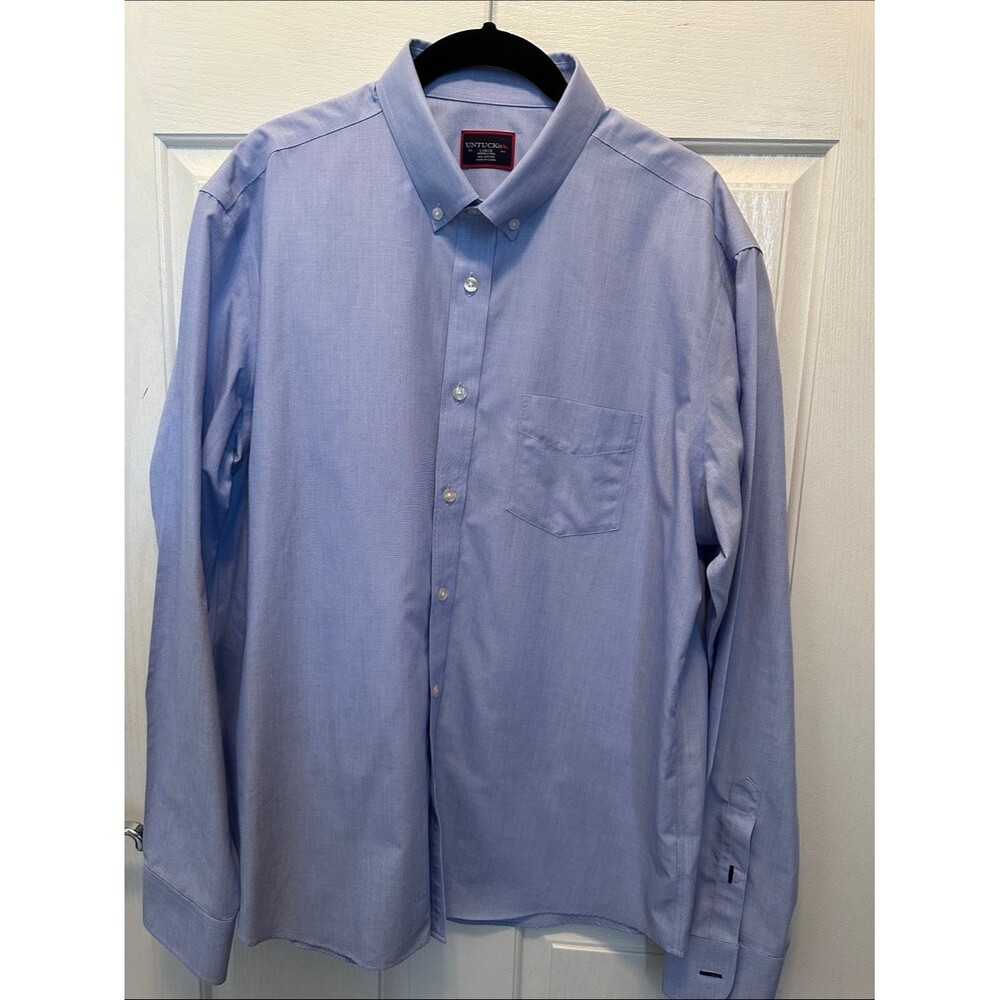 UNTUCKit Men's Classic Light Blue Button-Down Dress Shirt Size L